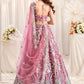 Embroidered Pink Sequined Semi-Stitched Lehenga & Unstitched Blouse With Dupatta