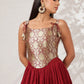 Women Royal Blue/Maroon/Black Brocade Corset Top