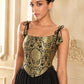 Women Royal Blue/Maroon/Black Brocade Corset Top