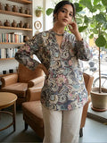 Ethnic Motifs Printed V-Neck Pure Cotton Kurti