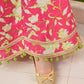 Girls Magenta Ethnic Floral Print Cotton Panelled Lehenga & Choli With Dupatta