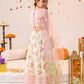 Girls Off white & Pink foil Printed Cotton Flared Lehenga & Blouse with dupatta