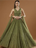 Gorgeous Georgette Lehenga Choli Dupatta Set with Jari Embroidery