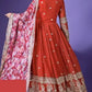 Floral Embroidered Sequined Georgette Anarkali Kurta With Dupatta