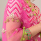 Girls Magenta Ethnic Floral Print Cotton Panelled Lehenga & Choli With Dupatta