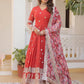 Floral Embroidered Sequined Georgette Anarkali Kurta With Dupatta
