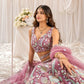 Embroidered Pink Sequined Semi-Stitched Lehenga & Unstitched Blouse With Dupatta