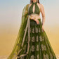 Dazzling Green Sequins Mehendi Wear Lehenga Choli With Dupatta
