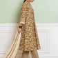 Women Off White & Green Floral Kurta With Pencil Pants & Dupatta
