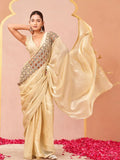 Embellished Sequinned Satin Heavy Work Saree with Embellished Border
