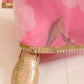 Girls Pink Ethnic Foil Print Organza Circular Lehenga & Choli With Dupatta