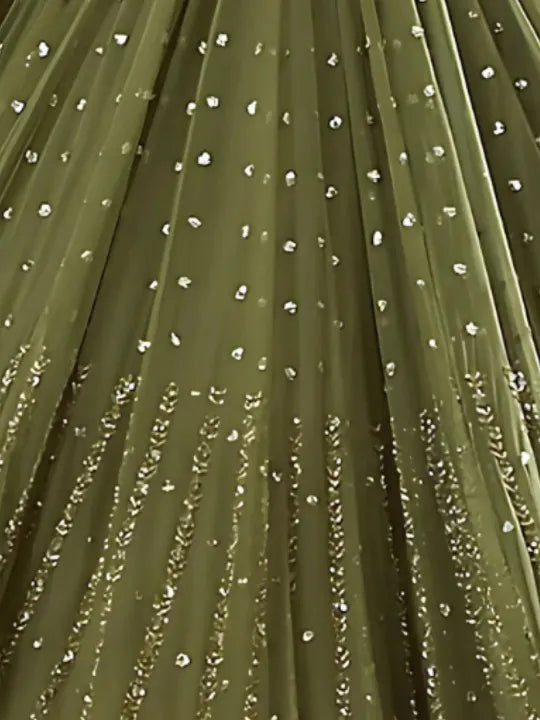 Gorgeous Georgette Lehenga Choli Dupatta Set with Jari Embroidery