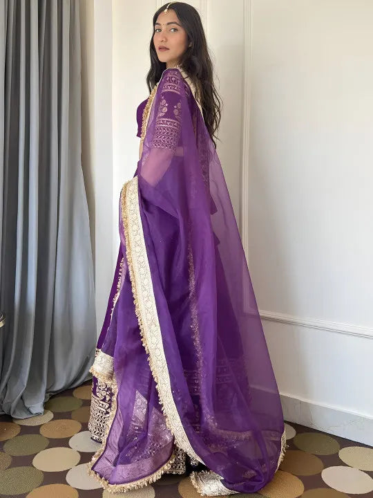 Embroidered Silk Georgette Lehenga & Pure Georgette Blouse With Organza Dupatta