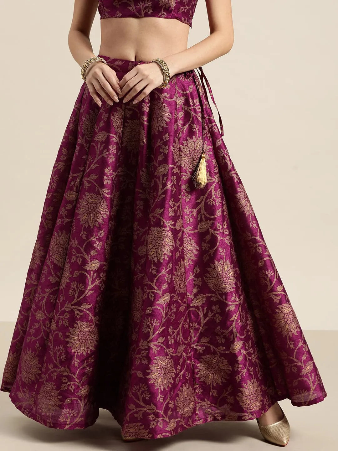 Jacquard Floral Anarkali Skirt