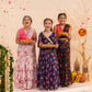 Girls Navy-Blue Ethnic Floral Print Georgette Circular Lehenga & Choli With Dupatta