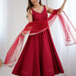 Chanderi Silk Lace Work Festive Wear Anarkali Suit