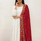 Ethnic Motifs Embroidered Velvet Dupatta with Zari