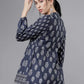 Women Navy Blue & White Printed Tunic