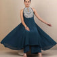 Women Ethnic Motifs Embroidered Panelled Silk Georgette Kurta with Palazzos
