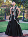 Graceful Black Embroidered Organza Party Wear Lehenga Choli