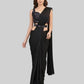Embellished Solid Plain Pre Draped Saree Lycra Saree Black