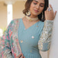 Floral Embroidered Sequined Georgette Anarkali Kurta With Dupatta
