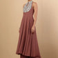 Women Ethnic Motifs Embroidered Panelled Silk Georgette Kurta with Palazzos