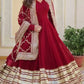 Women Maroon Embroidered Georgette Anarkali Kurta