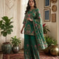 Women Ethnic Motifs Printed Silk Crepe Kurta with Sharara & With Dupatta