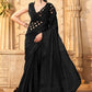 Embellished Sequinned Satin Heavy Work Saree with Embellished Border