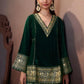 Women Ethnic Motifs Embroidered Regular Velvet Kurta with Farshi & With Dupatta