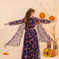 Girls Navy-Blue Ethnic Floral Print Georgette Circular Lehenga & Choli With Dupatta