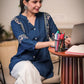 Women Ethnic Motifs Embroidered Mandarin Collar A-Line Tunic