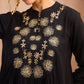 Floral Embroidered Pleated Sequined A-Line Fusion Kurti with Dhoti Pant