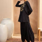 Floral Embroidered Pleated Sequined A-Line Fusion Kurti with Dhoti Pant