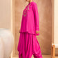 Floral Embroidered Pleated Sequined A-Line Fusion Kurti with Dhoti Pant