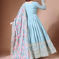 Floral Embroidered Sequined Georgette Anarkali Kurta With Dupatta