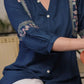 Women Ethnic Motifs Embroidered Mandarin Collar A-Line Tunic