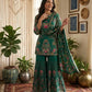 Women Ethnic Motifs Printed Silk Crepe Kurta with Sharara & With Dupatta