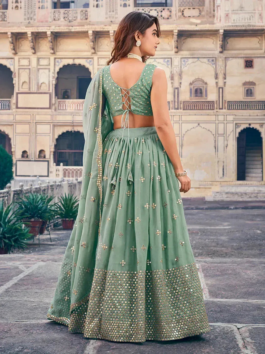 Stunning Georgette Sequins Embroidered Ethnic Event Lehenga Choli