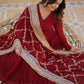 Women Maroon Embroidered Georgette Anarkali Kurta