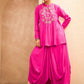 Floral Embroidered Pleated Sequined A-Line Fusion Kurti with Dhoti Pant