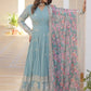 Floral Embroidered Sequined Georgette Anarkali Kurta With Dupatta