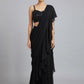 Black Embellished Poly Georgette Fusion Saree