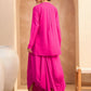 Floral Embroidered Pleated Sequined A-Line Fusion Kurti with Dhoti Pant
