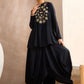 Floral Embroidered Pleated Sequined A-Line Fusion Kurti with Dhoti Pant