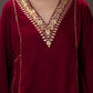 Women Ethnic Motifs Embroidered Regular Velvet Kurta with Farshi & With Dupatta