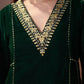 Women Ethnic Motifs Embroidered Regular Velvet Kurta with Farshi & With Dupatta