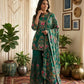 Women Ethnic Motifs Printed Silk Crepe Kurta with Sharara & With Dupatta