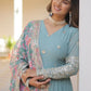 Floral Embroidered Sequined Georgette Anarkali Kurta With Dupatta